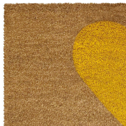 17" X 29" Brown And Yellow Heart Outdoor Coir Door Mat HomeRoots