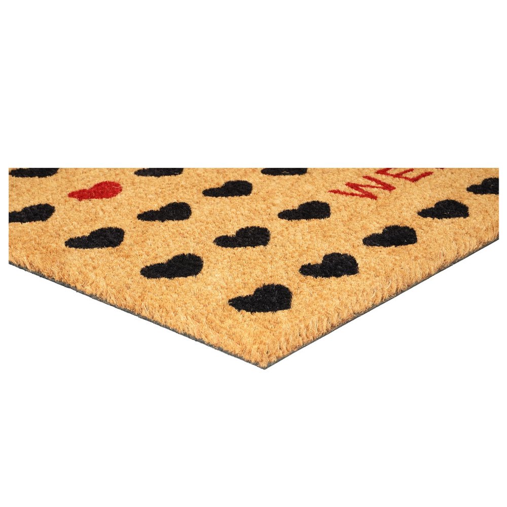 30" X 48" Brown Black And Red Hearts Welcome Outdoor Coir Door Mat — view 9