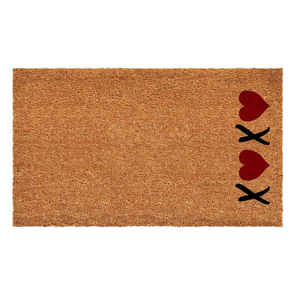 17" X 29" Brown Red And Black XOXO Outdoor Coir Door Mat — view 1