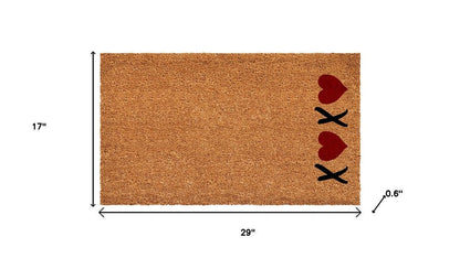 17" X 29" Brown Red And Black XOXO Outdoor Coir Door Mat HomeRoots