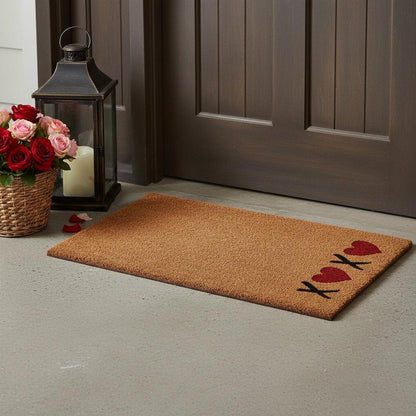 17" X 29" Brown Red And Black XOXO Outdoor Coir Door Mat HomeRoots