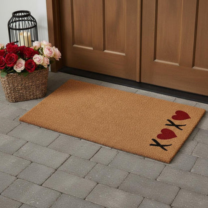 17" X 29" Brown Red And Black XOXO Outdoor Coir Door Mat HomeRoots