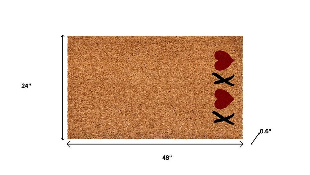 17" X 29" Brown Red And Black XOXO Outdoor Coir Door Mat — view 11