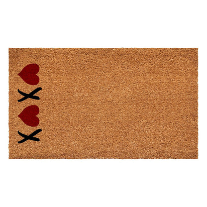 17" X 29" Brown Red And Black XOXO Outdoor Coir Door Mat HomeRoots
