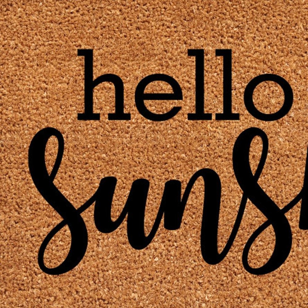 17" X 29" Brown And Black Hello Sunshine Outdoor Coir Door Mat HomeRoots
