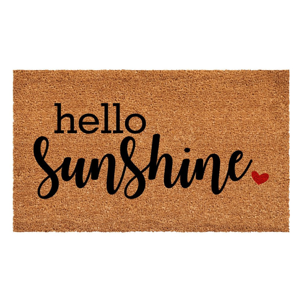 17" X 29" Brown And Black Hello Sunshine Outdoor Coir Door Mat HomeRoots