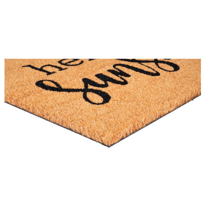 17" X 29" Brown And Black Hello Sunshine Outdoor Coir Door Mat HomeRoots