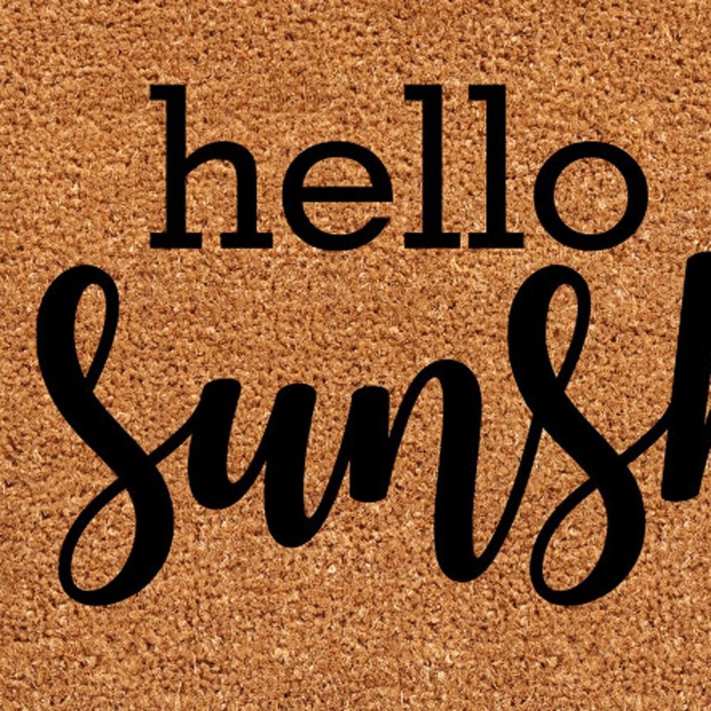 17" X 29" Brown And Black Hello Sunshine Outdoor Coir Door Mat HomeRoots