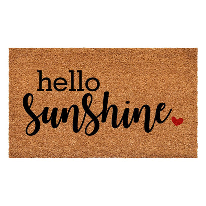 17" X 29" Brown And Black Hello Sunshine Outdoor Coir Door Mat HomeRoots