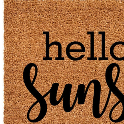 17" X 29" Brown And Black Hello Sunshine Outdoor Coir Door Mat HomeRoots