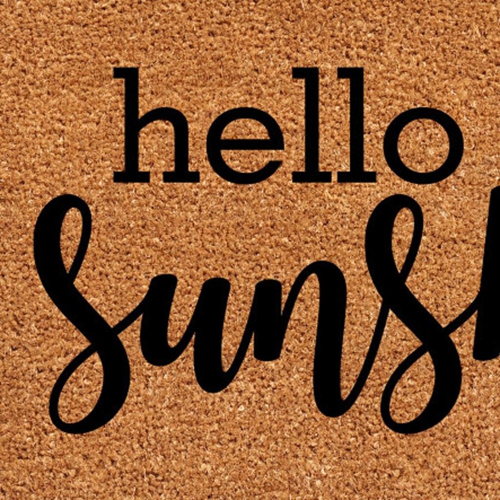 17" X 29" Brown And Black Hello Sunshine Outdoor Coir Door Mat HomeRoots