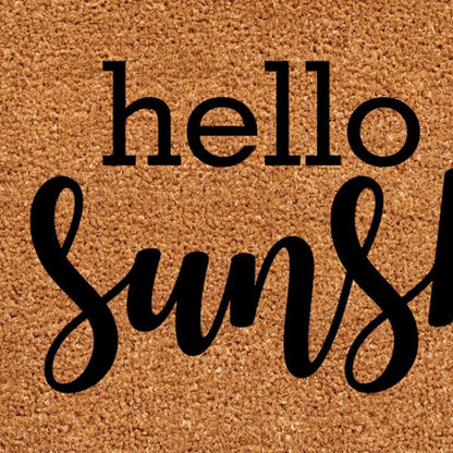 17" X 29" Brown And Black Hello Sunshine Outdoor Coir Door Mat HomeRoots