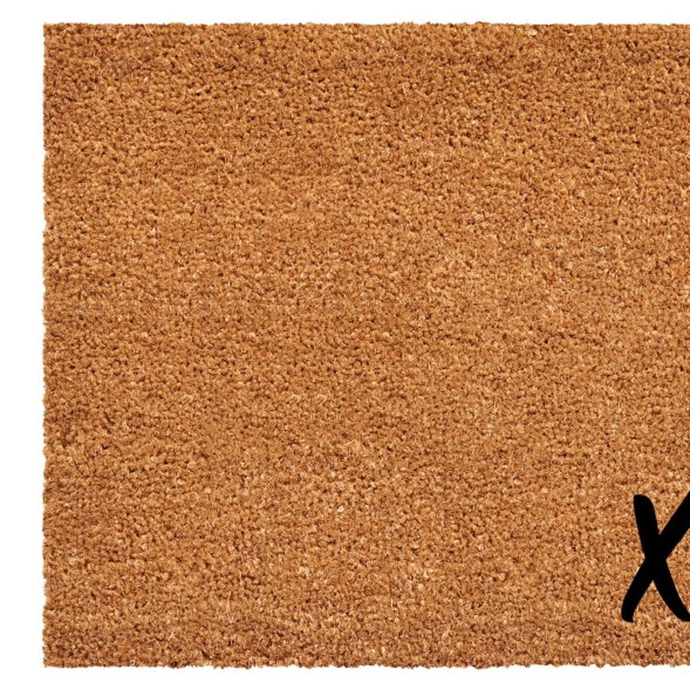 17" X 29" Black Brown And Red Heart XOXO Outdoor Coir Door Mat HomeRoots