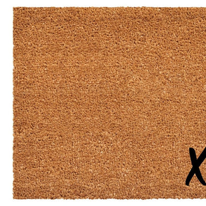 17" X 29" Black Brown And Red Heart XOXO Outdoor Coir Door Mat HomeRoots