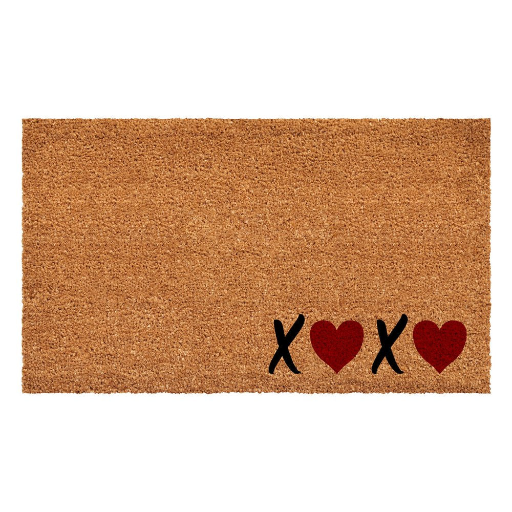 17" X 29" Black Brown And Red Heart XOXO Outdoor Coir Door Mat — view 11