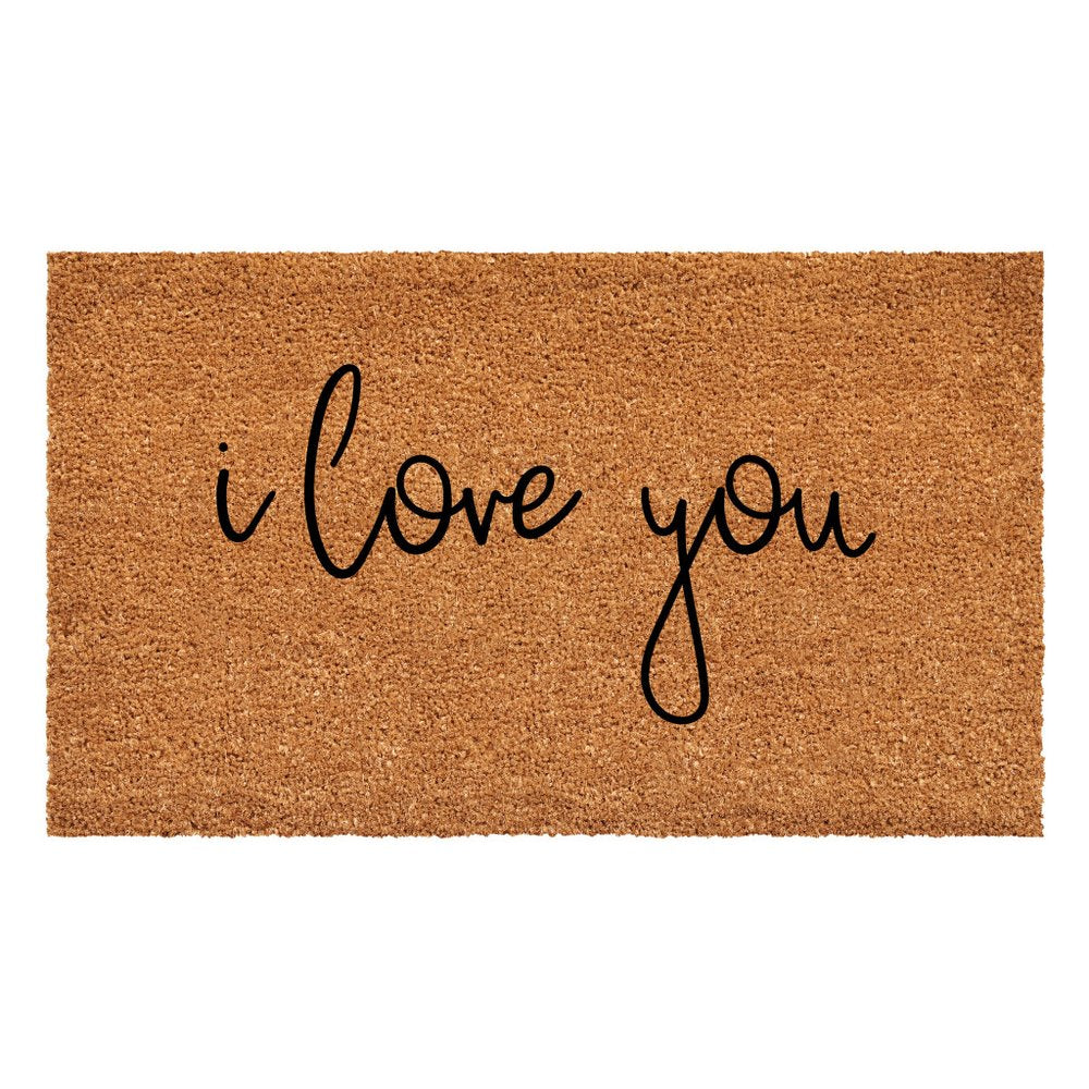 24" X 36" Brown Red And Black Love You Outdoor Coir Door Mat HomeRoots