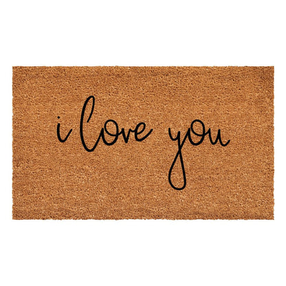 24" X 36" Brown Red And Black Love You Outdoor Coir Door Mat HomeRoots