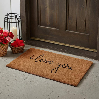 24" X 36" Brown Red And Black Love You Outdoor Coir Door Mat HomeRoots