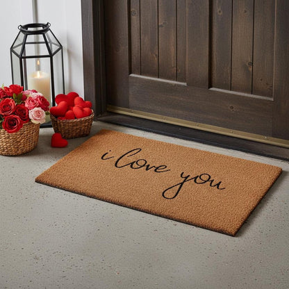 24" X 36" Brown Red And Black Love You Outdoor Coir Door Mat HomeRoots