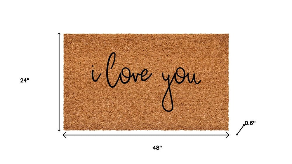 24" X 36" Brown Red And Black Love You Outdoor Coir Door Mat — view 10