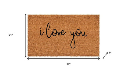 24" X 36" Brown Red And Black Love You Outdoor Coir Door Mat HomeRoots