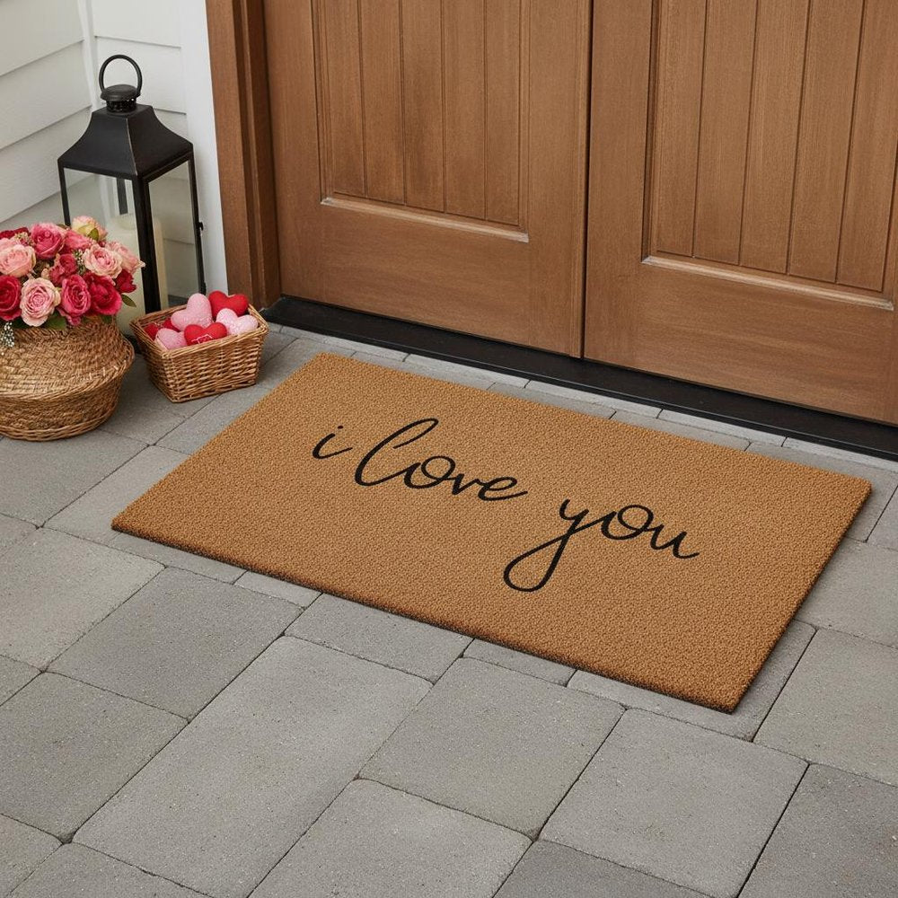 24" X 36" Brown Red And Black Love You Outdoor Coir Door Mat — view 11