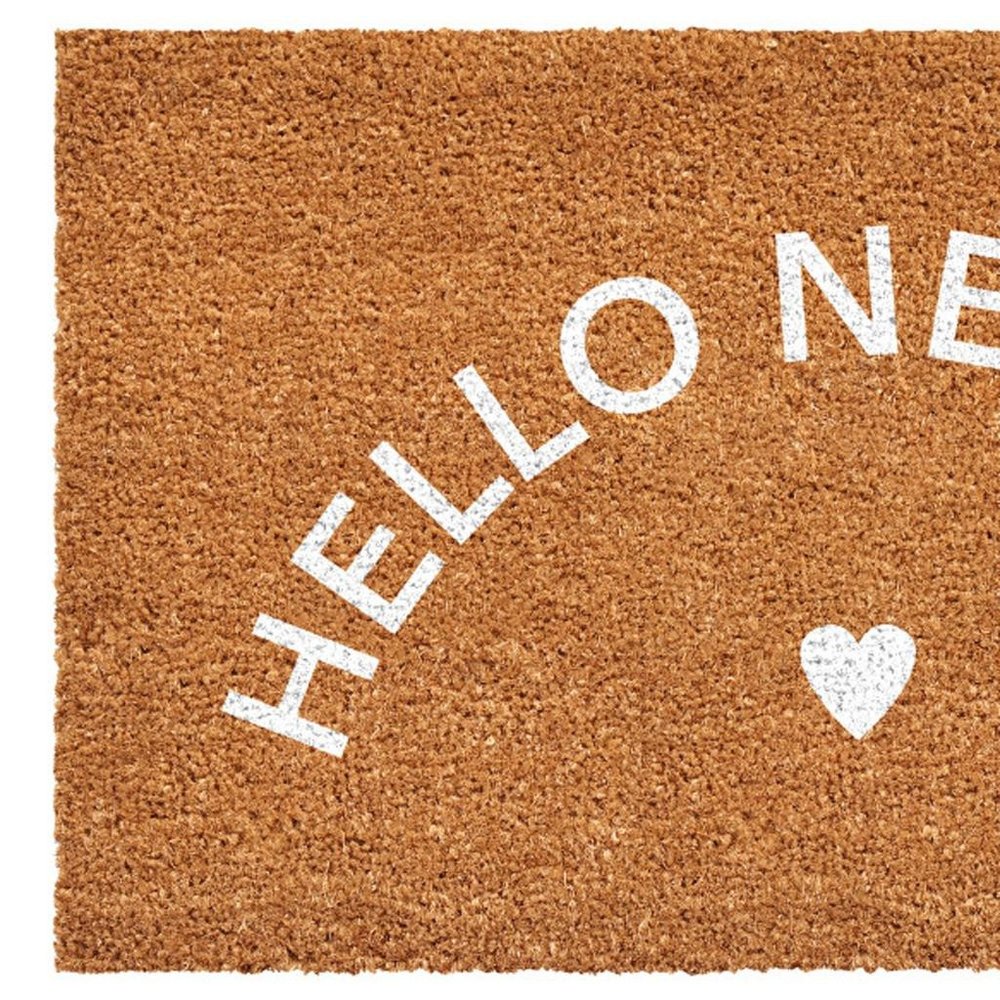 17" X 29" Brown And White Hello New Day Outdoor Coir Door Mat HomeRoots