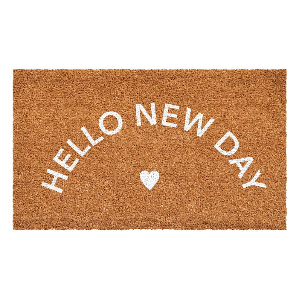 17" X 29" Brown And White Hello New Day Outdoor Coir Door Mat — view 6