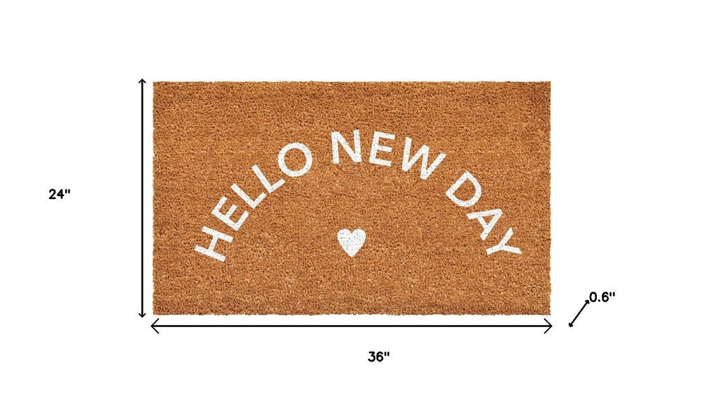 17" X 29" Brown And White Hello New Day Outdoor Coir Door Mat — view 9