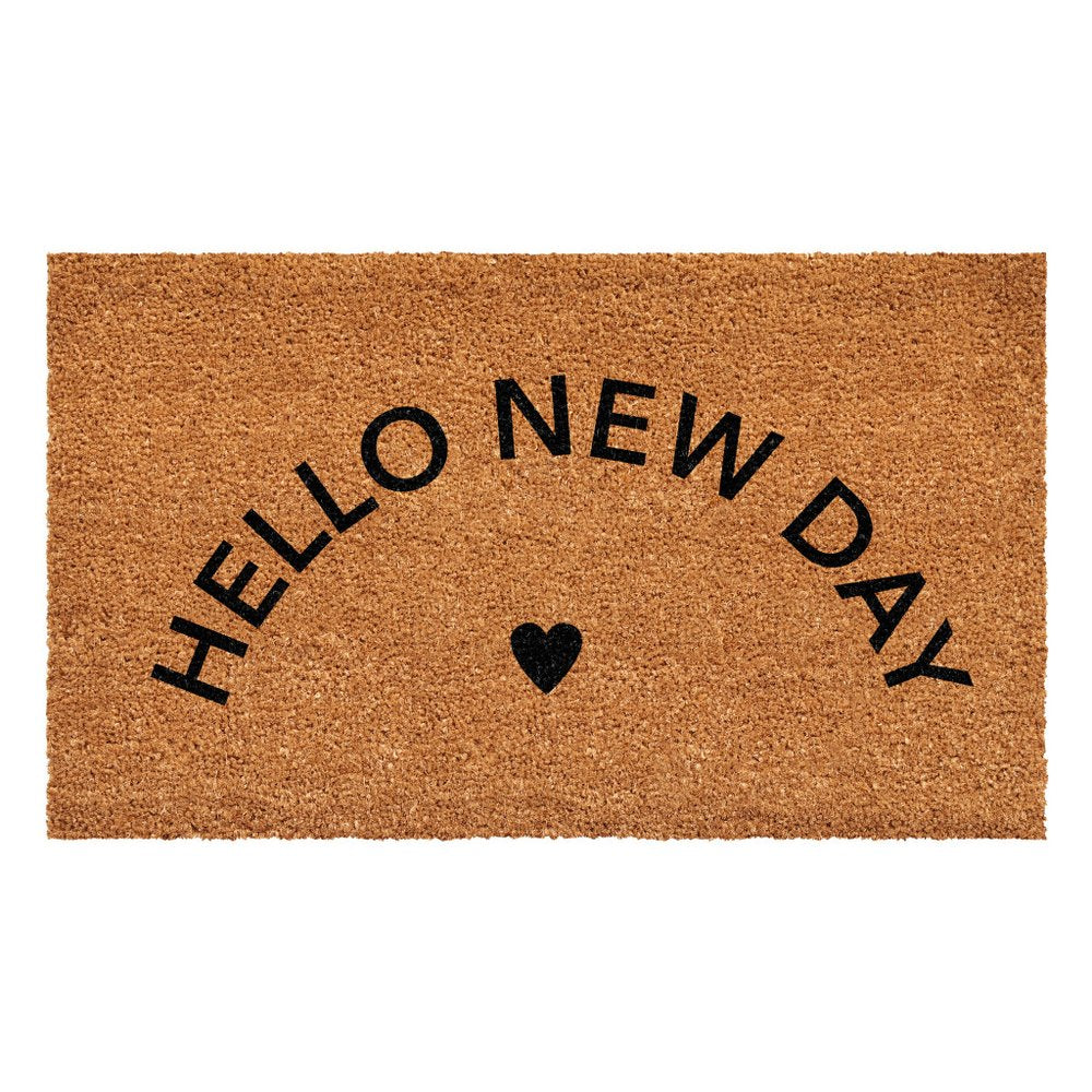 17" X 29" Brown And Black Hello New Day Outdoor Coir Door Mat — view 2