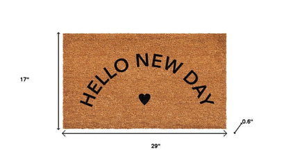 17" X 29" Brown And Black Hello New Day Outdoor Coir Door Mat HomeRoots