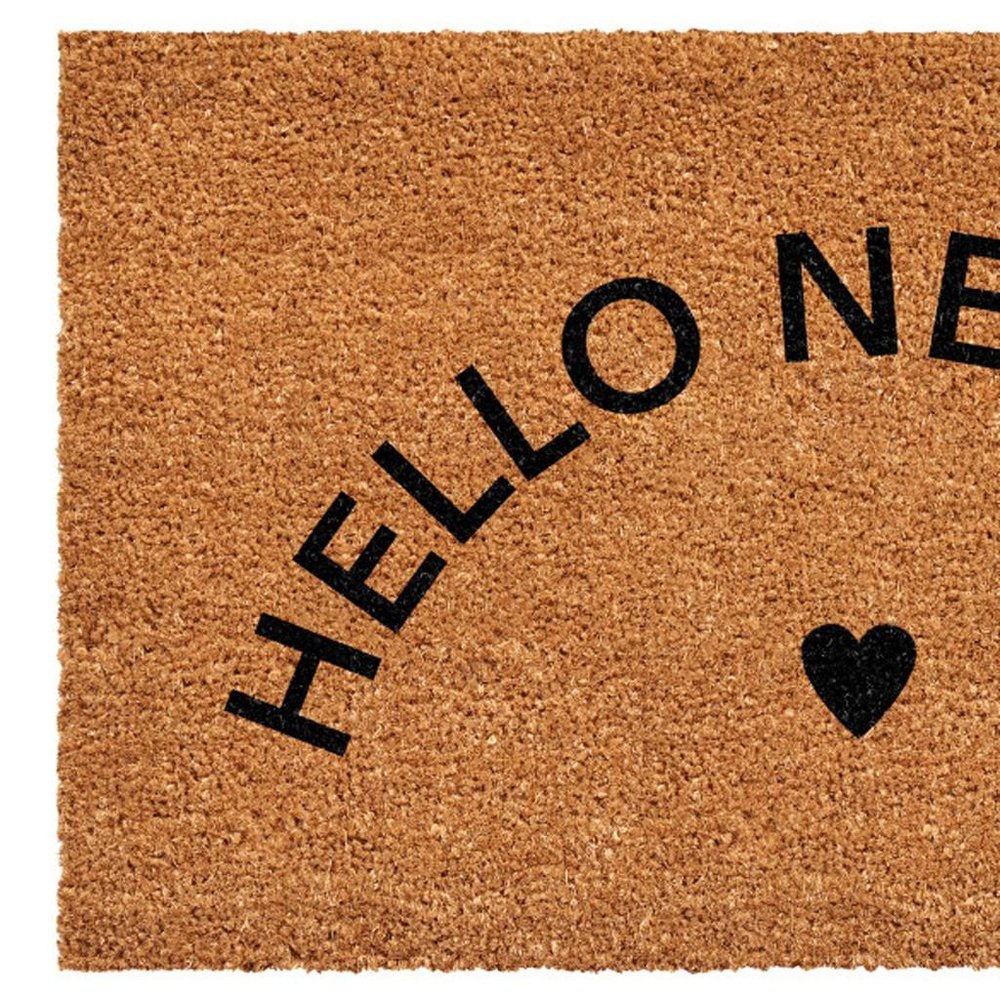 17" X 29" Brown And Black Hello New Day Outdoor Coir Door Mat HomeRoots