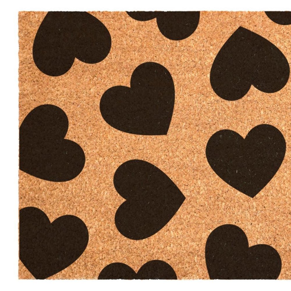 17" X 29" Brown And Black Hearts Outdoor Coir Door Mat — view 6
