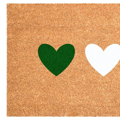 17" X 29" Brown Green White And Red Three Hearts Outdoor Coir Door Mat HomeRoots