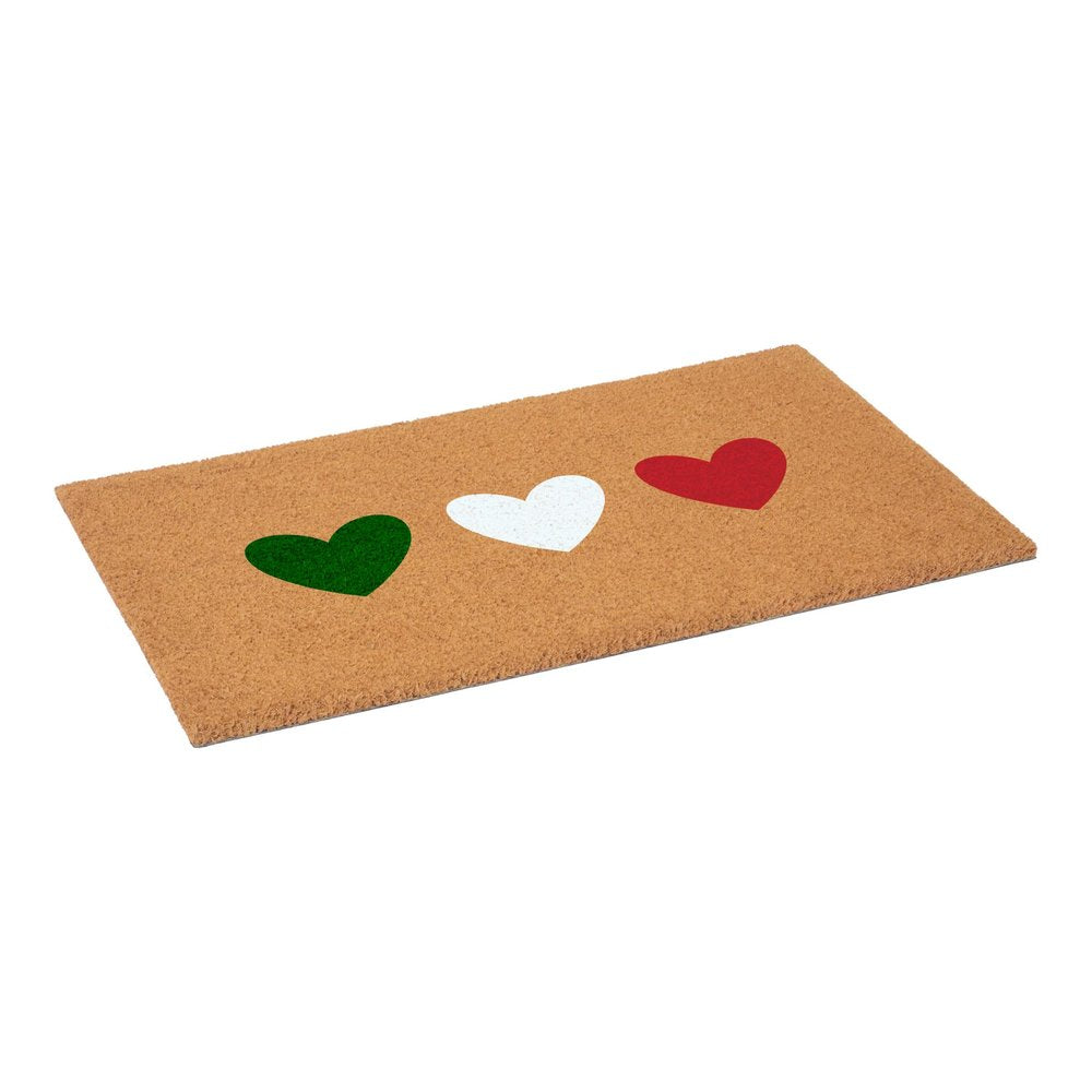 17" X 29" Brown Green White And Red Three Hearts Outdoor Coir Door Mat — view 9