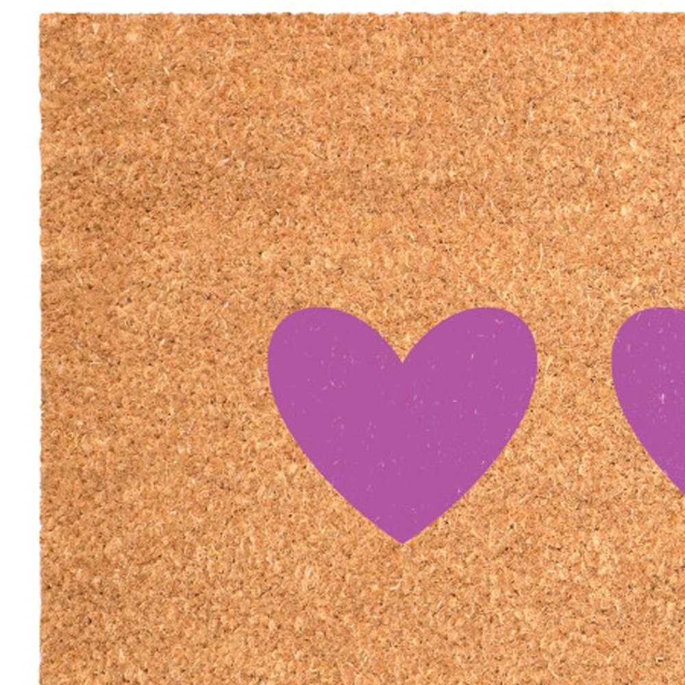 17" X 29" Brown And Pink Three Hearts Outdoor Coir Door Mat — view 4
