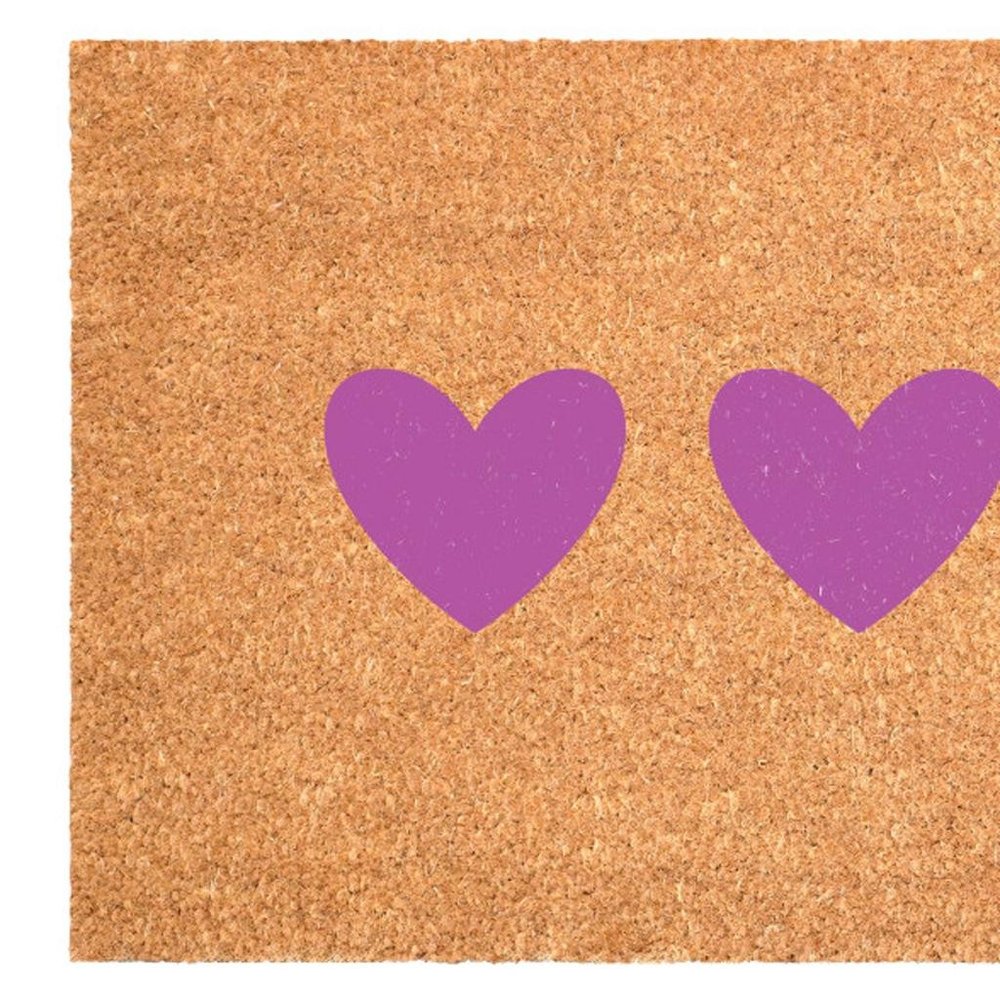 17" X 29" Brown And Pink Three Hearts Outdoor Coir Door Mat — view 5