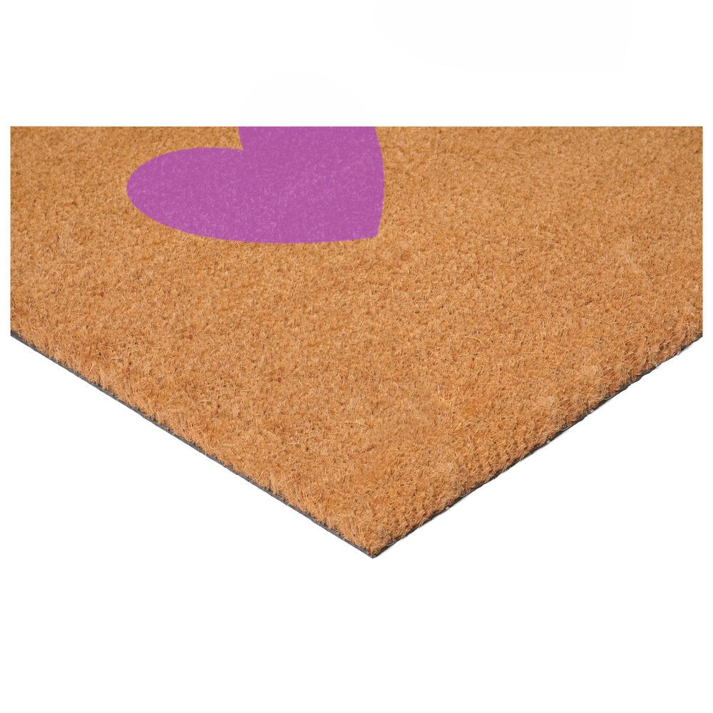 17" X 29" Brown And Pink Three Hearts Outdoor Coir Door Mat — view 3