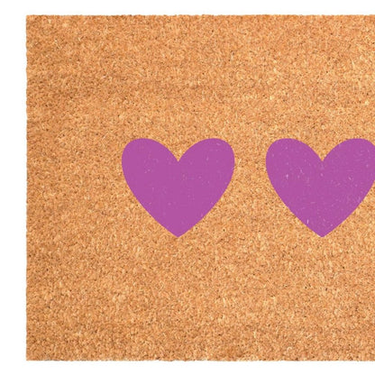 17" X 29" Brown And Pink Three Hearts Outdoor Coir Door Mat HomeRoots