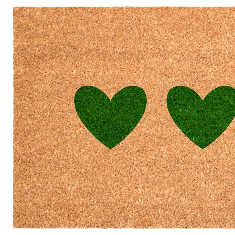 17" X 29" Brown And Green Three Hearts Outdoor Coir Door Mat — view 10