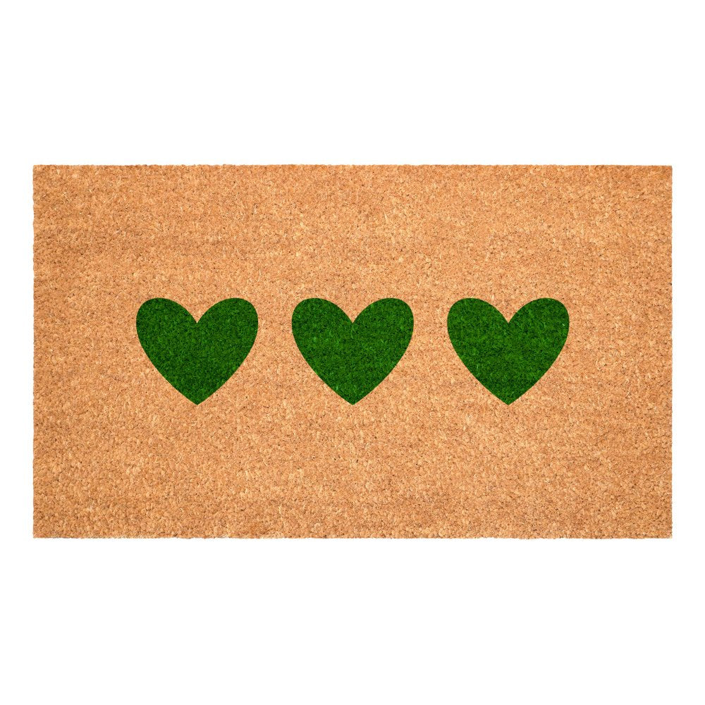17" X 29" Brown And Green Three Hearts Outdoor Coir Door Mat — view 7