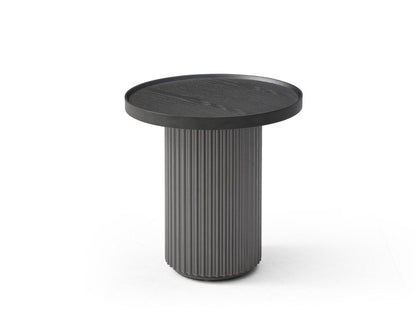 18" Dark Gray Wood Round Pedestal End Table HomeRoots