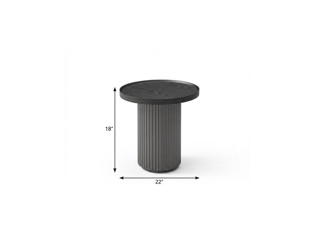 18" Dark Gray Wood Round Pedestal End Table — view 6