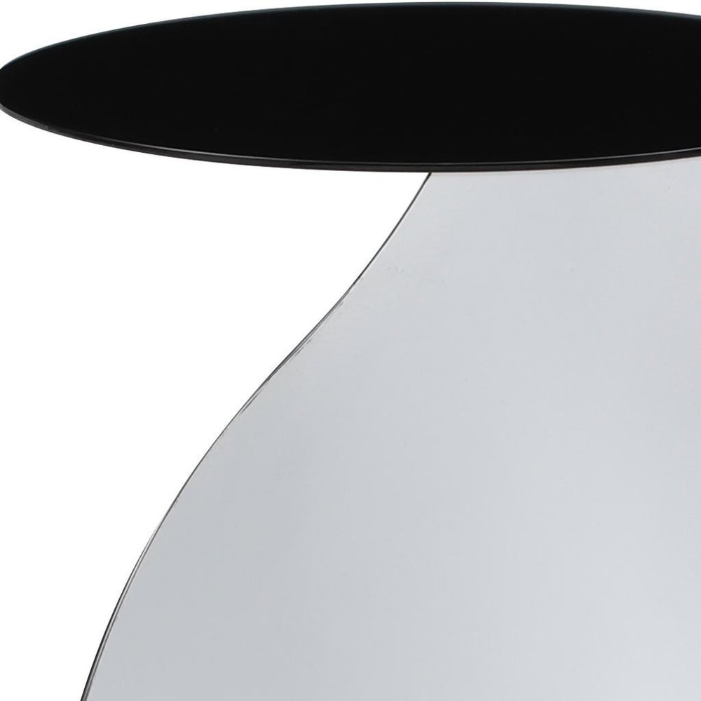 21" Black and White Steel Round Pedestal End Table — view 3