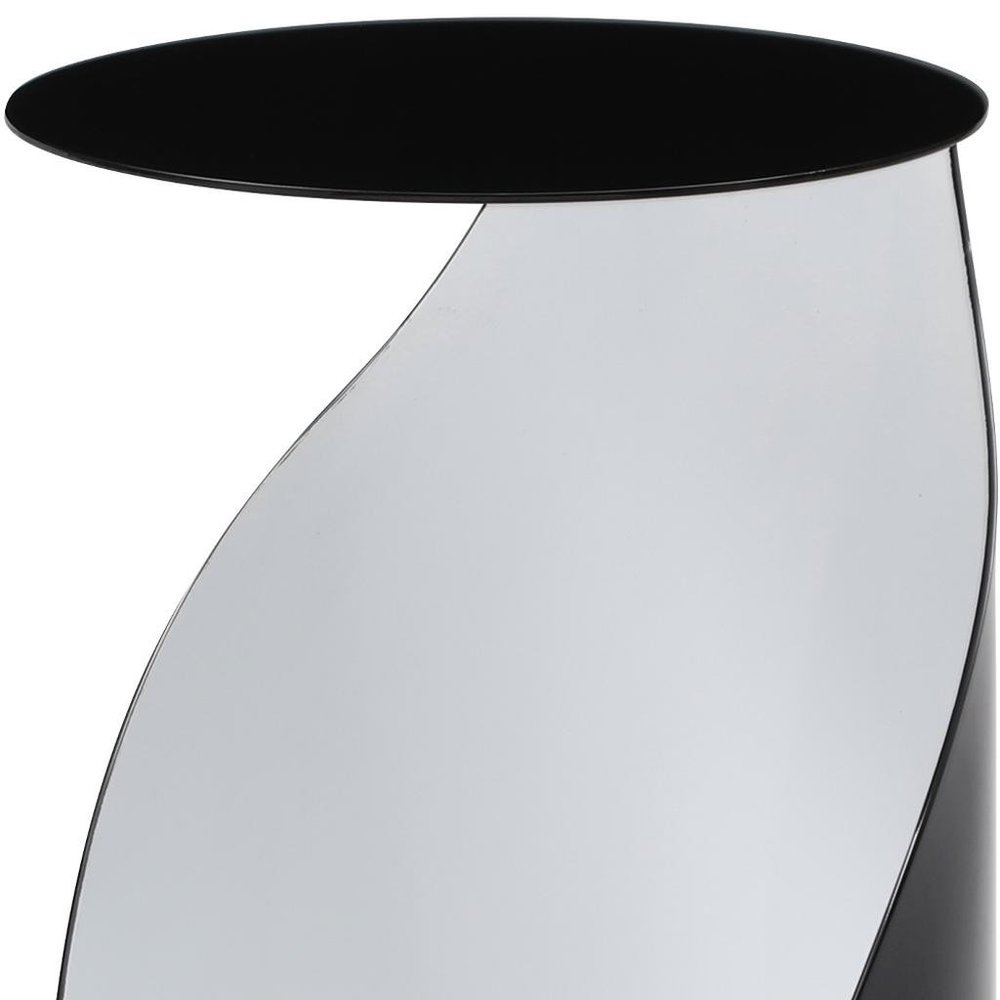 21" Black and White Steel Round Pedestal End Table — view 4