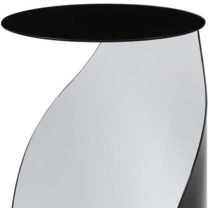 21" Black and White Steel Round Pedestal End Table HomeRoots