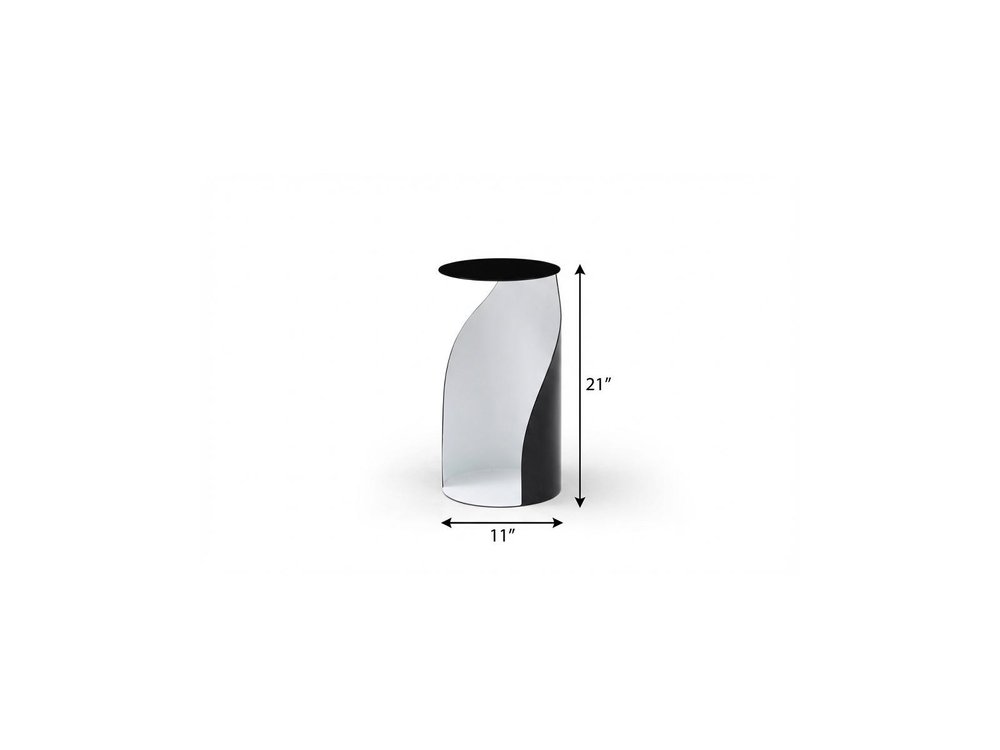 21" Black and White Steel Round Pedestal End Table HomeRoots