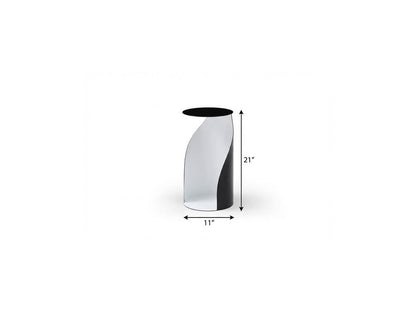 21" Black and White Steel Round Pedestal End Table HomeRoots
