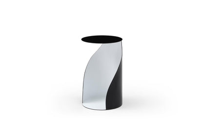 21" Black and White Steel Round Pedestal End Table HomeRoots