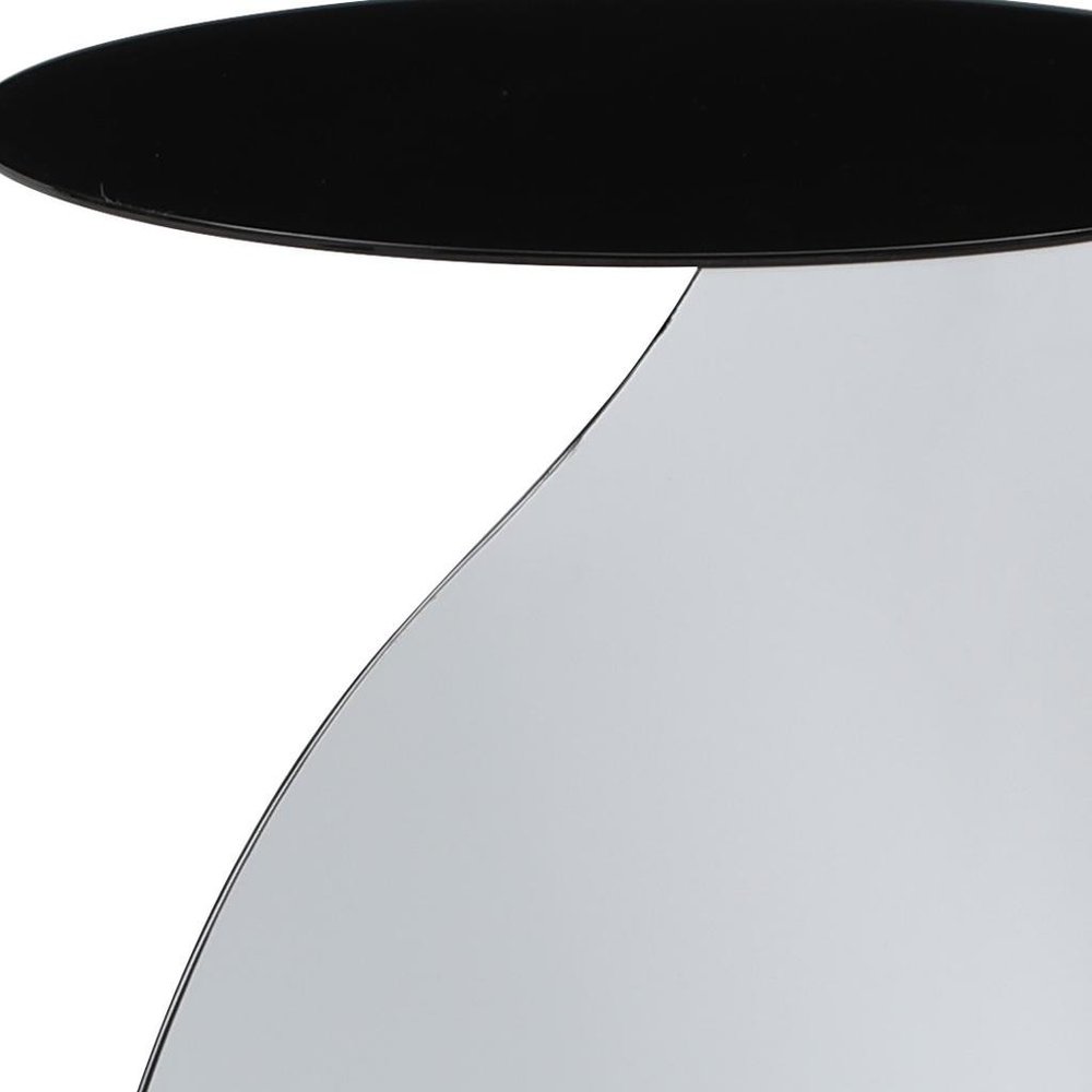 21" Black and White Steel Round Pedestal End Table HomeRoots